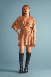 Kimono Sleeve Wraparound Dress Orange